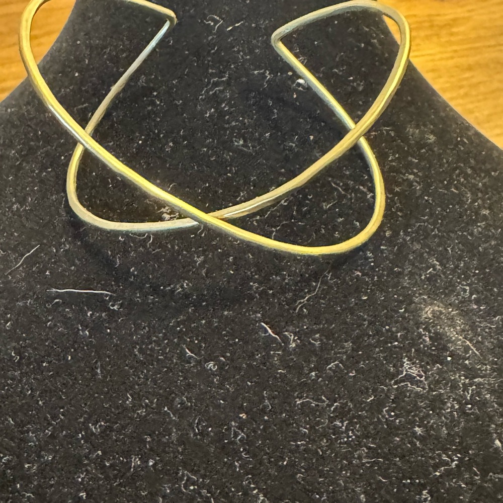 Elegant Gold Crossover Cuff  Bracelet